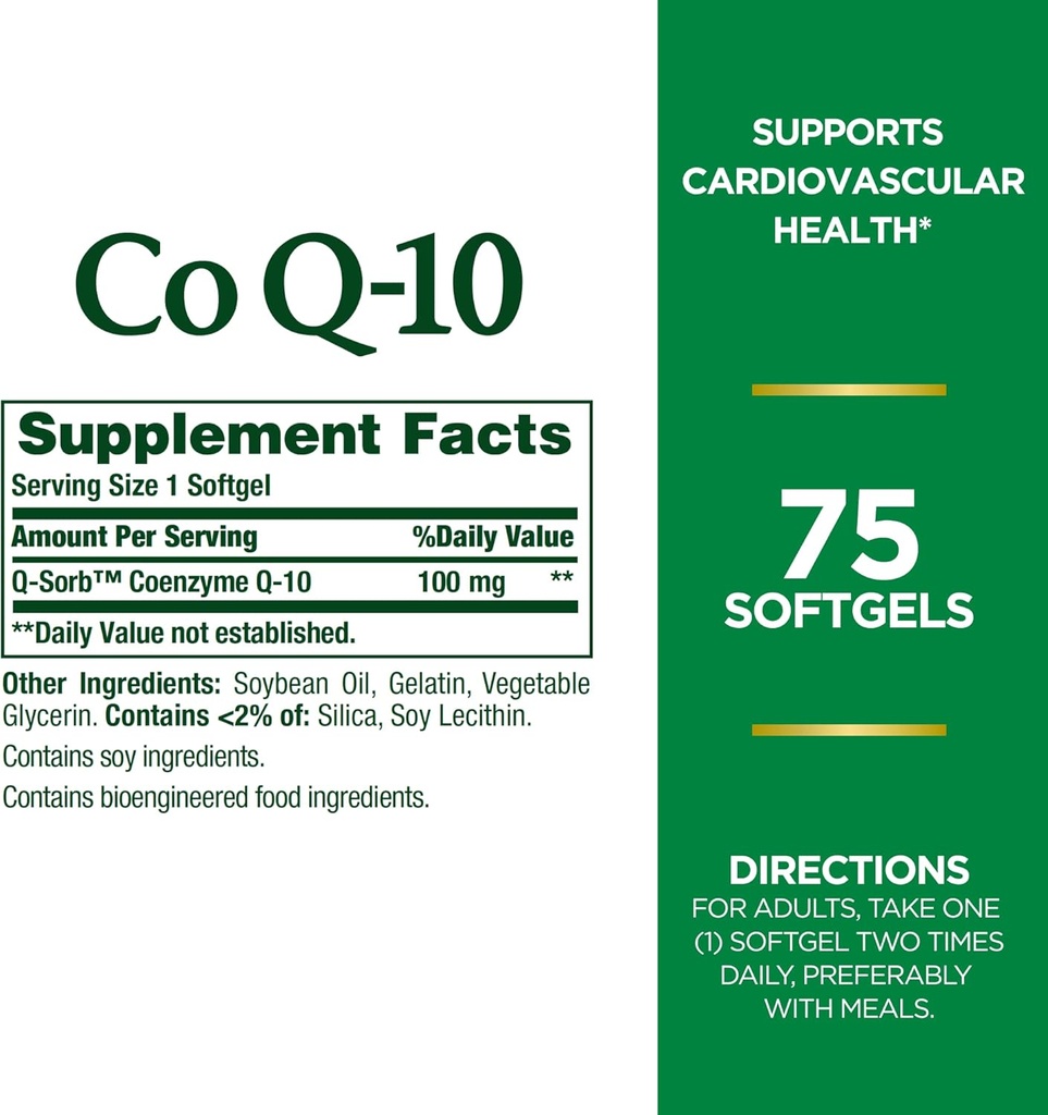 Nature 's Bounty CoQ10, Supports Heart Health, Dietary Supplement, 100mg, 75 Softgels (Paket 2)