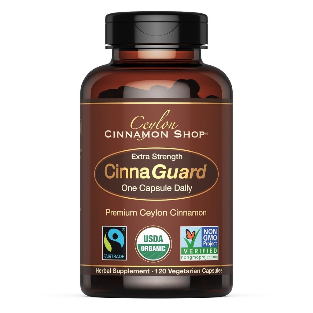 Ceylon Cinnamon Shop CinnaGuard ™ Organic Cinnamon Tambahan 2500mg per Capsule 124; Ekstra Kekuatan 124; 4 Pasokan Bulan 124; 120 Count - Non-GMO & Gluten Antioksidant Bebas