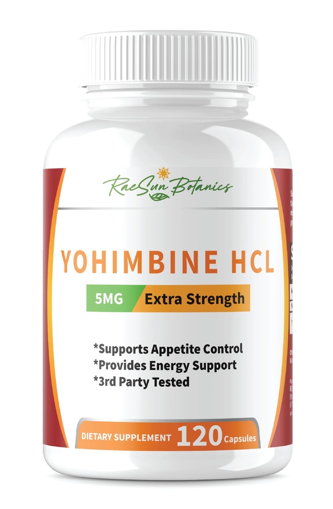 Yohimbine HCL Bark Ekstra Kekuatan Suplemen 5mg x 120ct Capsules Premium Fat Burner, Weight Loss, Appetite Control, Dukungan Pria, Energi, dan More