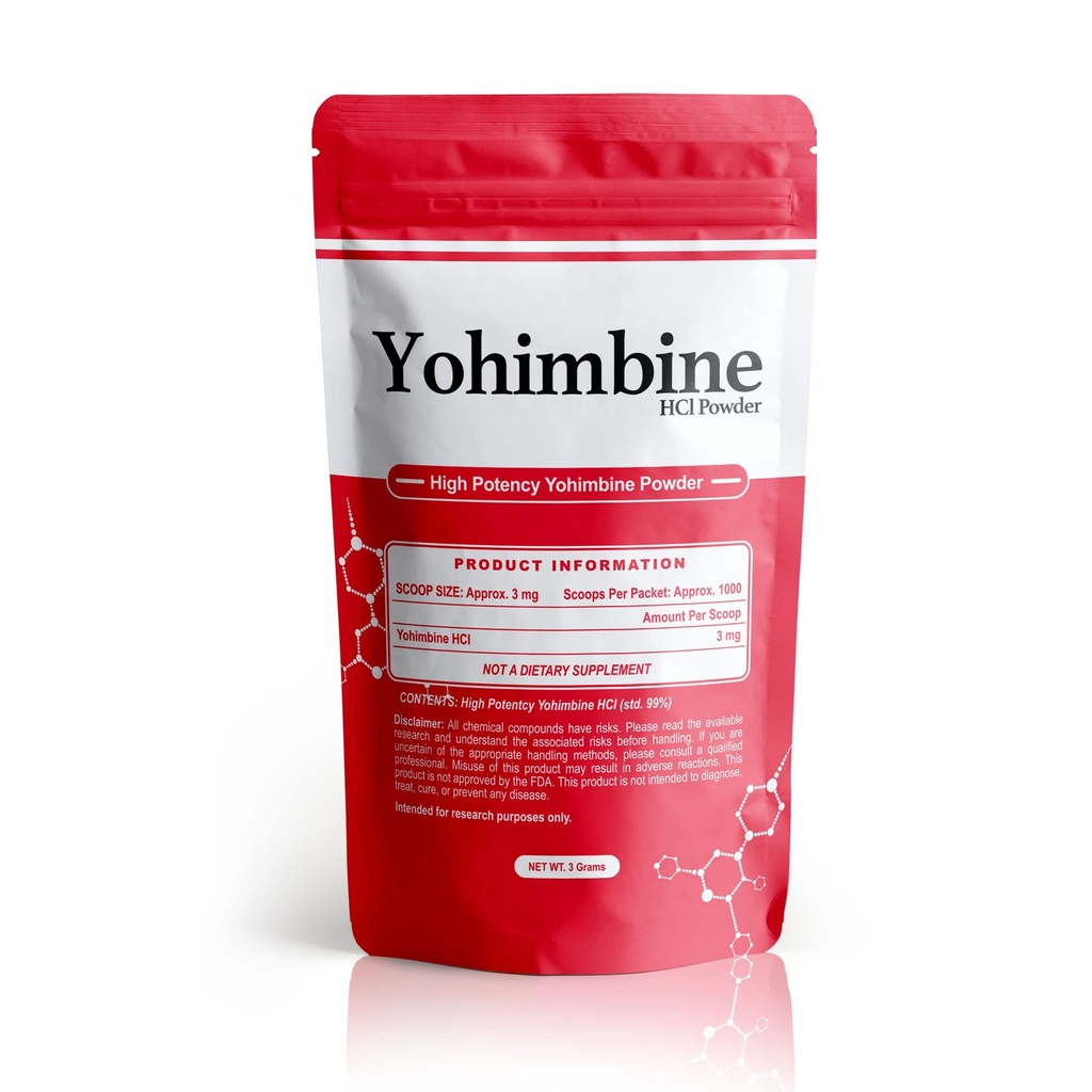 BulkStimulants Yohimbine HCI Powder 124; 3mg per Scoop £124; 1000 Scoops per Packet £124; 3 Grams