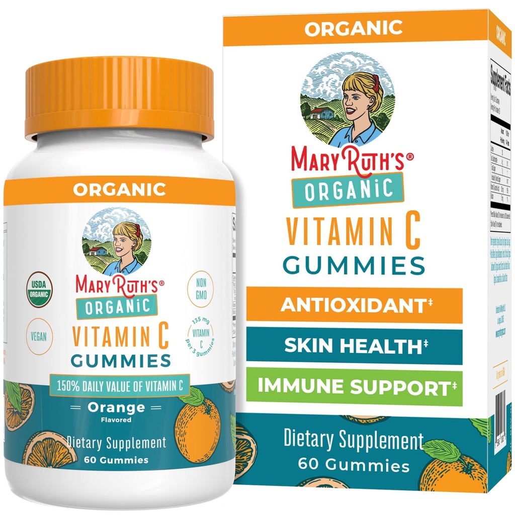 MaryRuth Organics Adult Vitamin C Gummies = 124; USDA Organic 124; Vegan Chewable Vitamin C Gumies untuk Ages 14 + 14; untuk Dukungan Ammune & Overall Wellness 124; Vegan 124; Nor-GMO 124; Orange Flavor 124; 60 Count