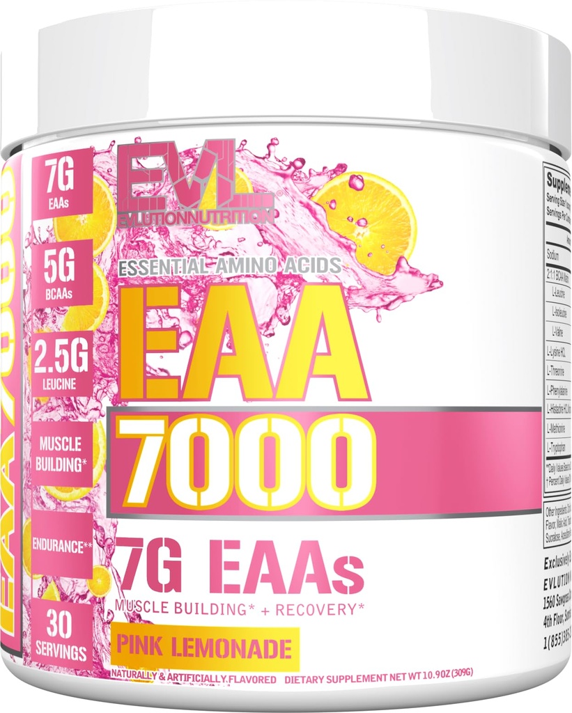 Amino Acids Powder - EAA Esquest Amino Acids Pre & Post Workout Powder for Muscle Building Endurance and Recovery Duption with 7g per Serving Plus 5g BCAAs (Pink Lemonade, 30 Serving)