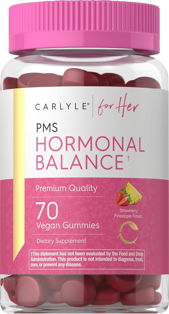Carlyle Hormonal Balance for Women & PMS Supplemen 124; 70 Gummies = 124; Vitamin Complex Complex 124; dengan Besi 124; Vegan, Non- GMO, Gluten Free 124; untuk Her