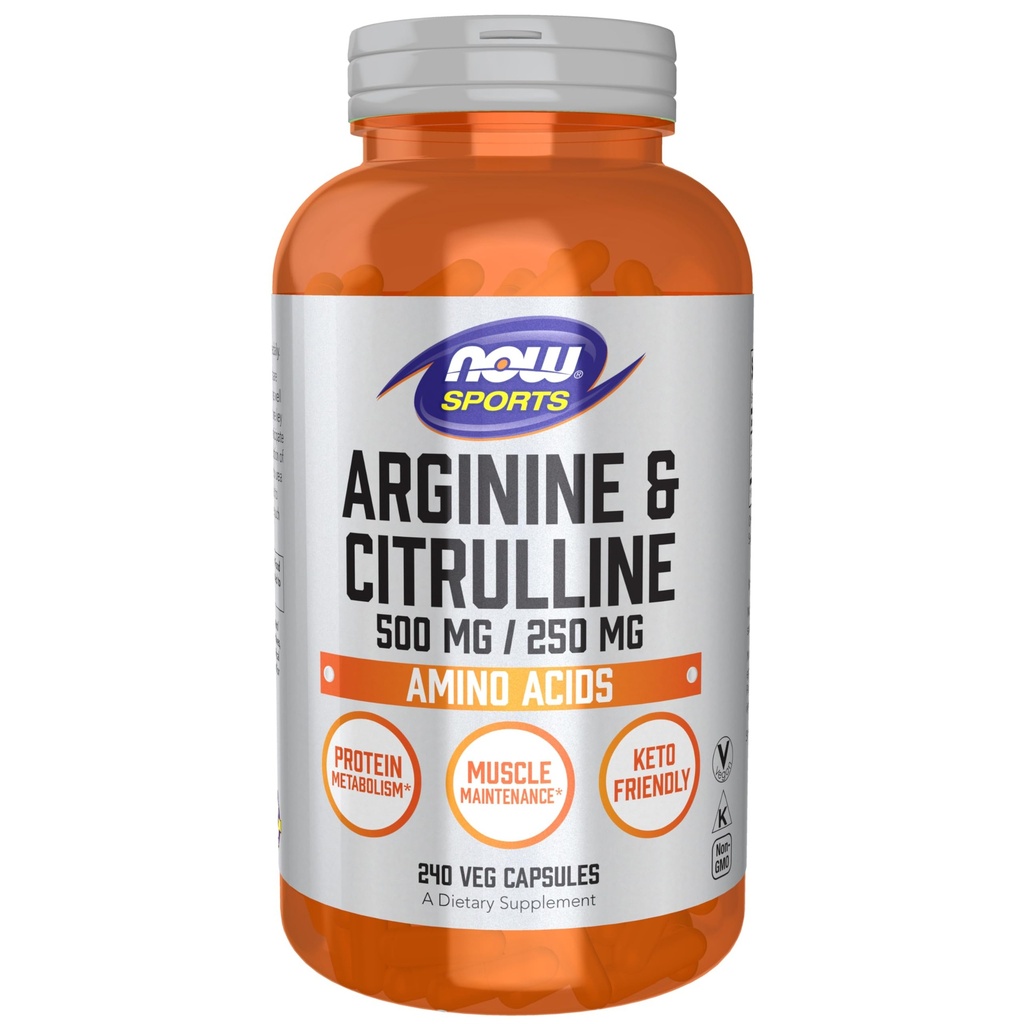 Nutres Olahraga SEKARANG, Arginine & Citrulline 500 mg / 250 mg, Amino Acids, 240 Veg Capsules