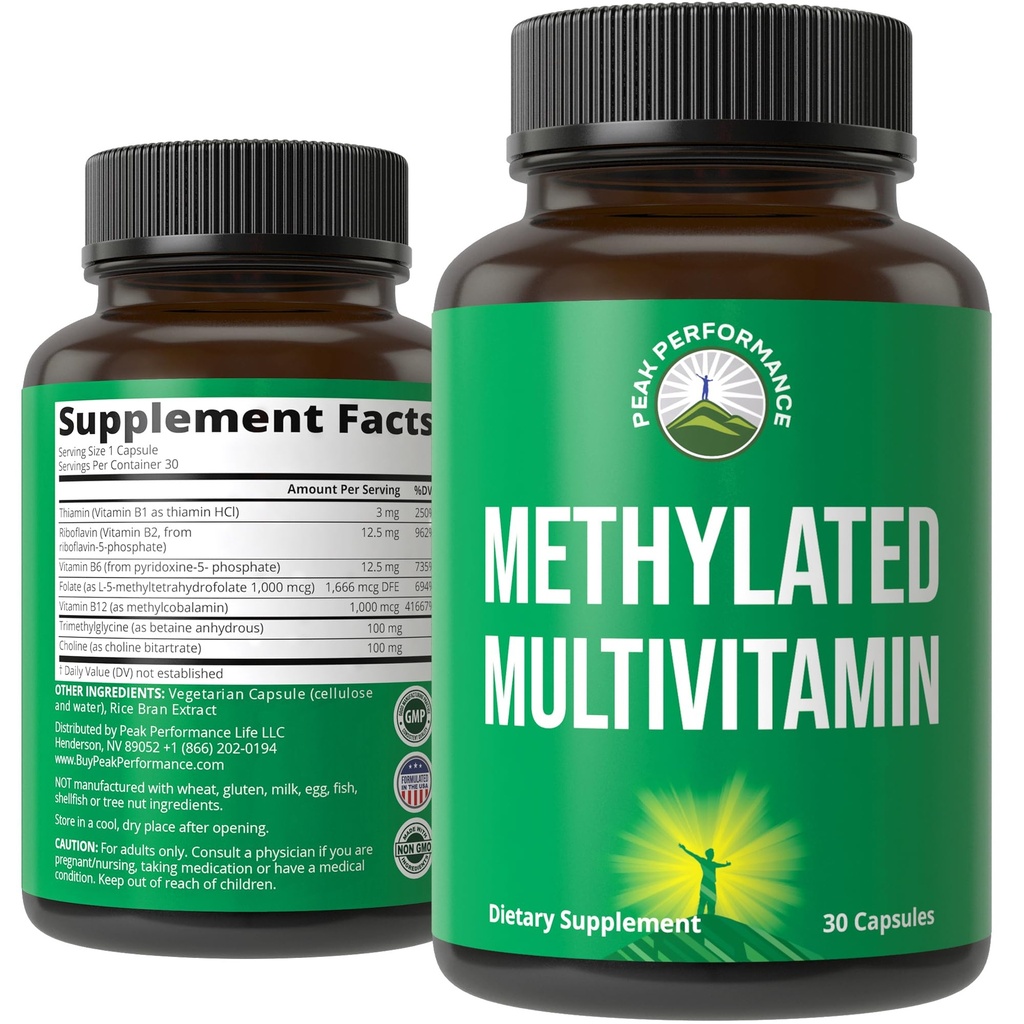 Metode Multivitamin + Methylated B Suplemen Kompleks. Dengan Trimethylglycine (TMG), L Methylfolat, Metil B12 + B1 + B2 + B6 Vitamin + Choline. Tambahan MTHFR untuk Perempuan & Pria.
