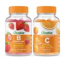 Kompleks B Lifeable + Vitamin C 750mg, Gummies Bundle - Great Tasting, Vitamin Suplemen, Gluten Bebas, GMO Bebas, Dapat Dikunyah