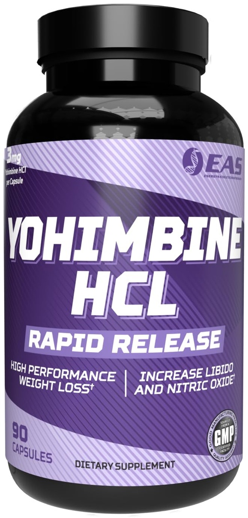 EAS Yohimbine HCL 124; Menimbulkan Weight Loss & Athletic Performance 124; Rapid Rilis Teknologi 124; Gluten Bebas, Non GMO, Vegetarian Friendly 124; 90 Capsules