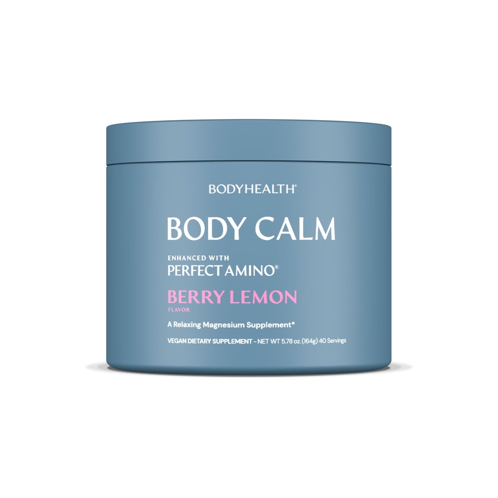 BodyHealth Body Calm Enhanced with PerfectAmino, High Absorpsi Magnesium Suplement for Men and Women, Magnesium powder for Sleep, Berry Lemon (40 Servis)