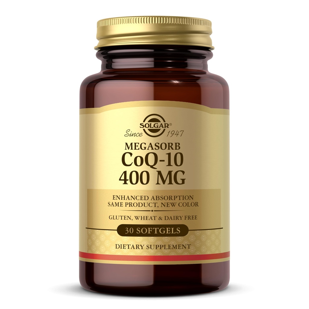 Solgar MegasOrb CoQ-10 400 mg, 60 Softgels - Sufforts Fungsi Otak - Koenzim Q10 Suplemen - Enhanced Absorpsi - Gluten Free, Dairy Free - 60 Servings