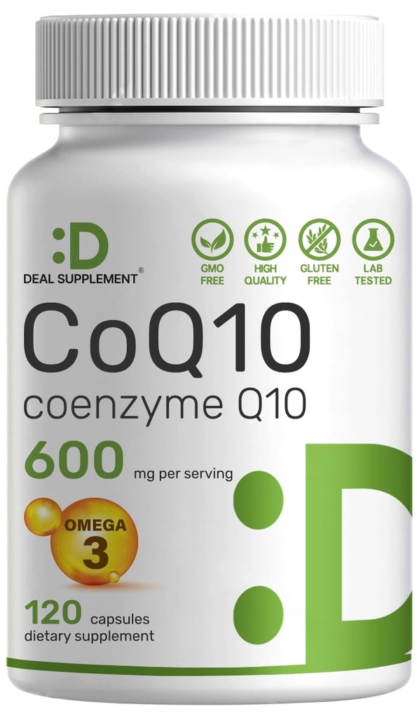 CoQ10 600mg, 120 Kapsul - dengan Omega 3 Acid Gendut 100mg