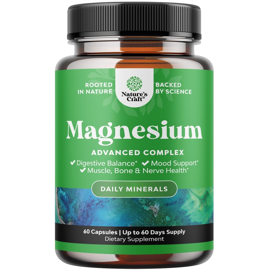 Suplemen Kompleks Magnesium Tinggi - Magnesium Oxide 500mg dengan Citrate 500mg untuk Dukungan Tidur dan Mood - Citrate Murni per Serving untuk Perut Otot dan Dicerna