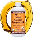 Natural Dog Company Wild Alaska Salmon Oil Formula dengan Omega 3, Fish Oil for Dogs Suplement, Skin & Coat Dog Oil, Itchy Relief, Imune Dukungan untuk Joints & Heart, Food Topper, 8 oz.