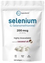 Micro Ingredians Selenium Suplemen bagi Perempuan & Men 200mcg, 500 Softgels dengan Coconut Oil 124; Escule Trace Mineral sebagai Selenomethionine 124; Antioksidant for Energy, Heart, & Imune Dukung