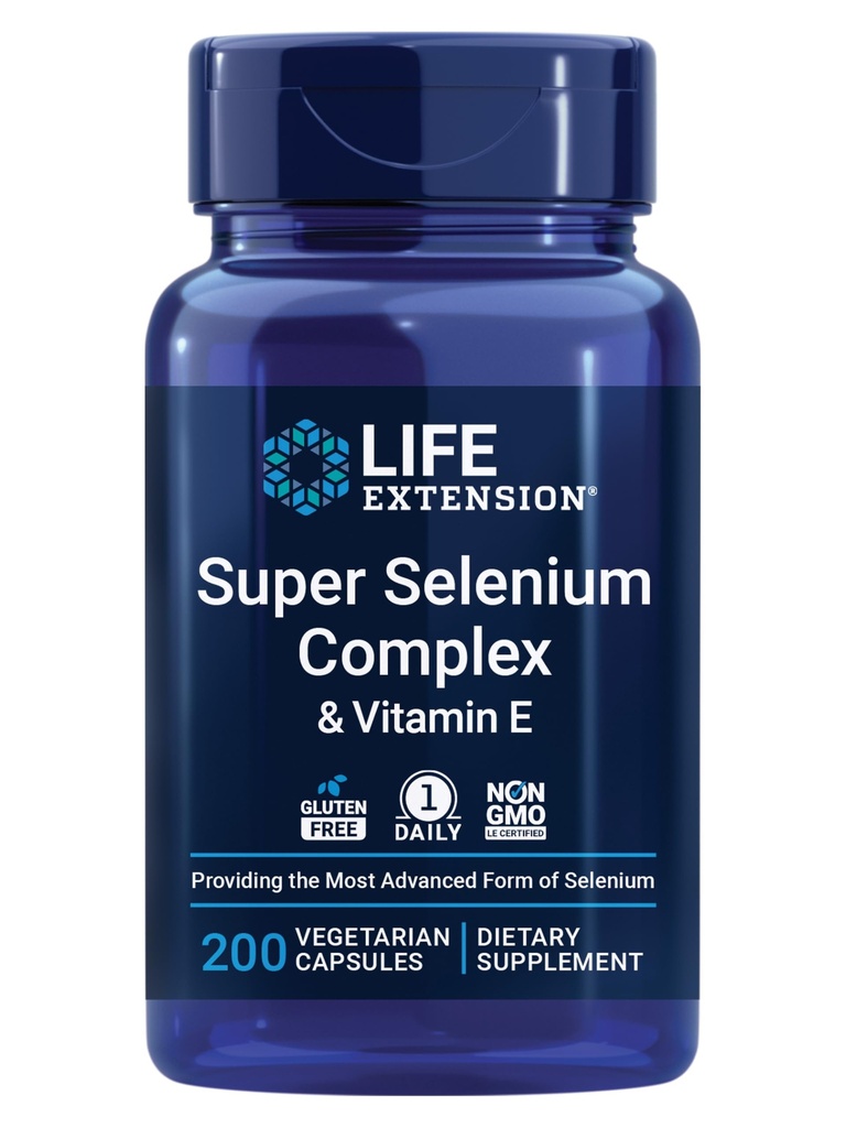 Ekstensi Hidup Super Selenium Kompleks, 200 mcg - 3 Bentuk Selenium, Vitamin E - Cellular Kesehatan & Dukungan Umur Panjang - Bebas, Non- GMO, Vegetarian, 1 Harian - 200 Kapsul