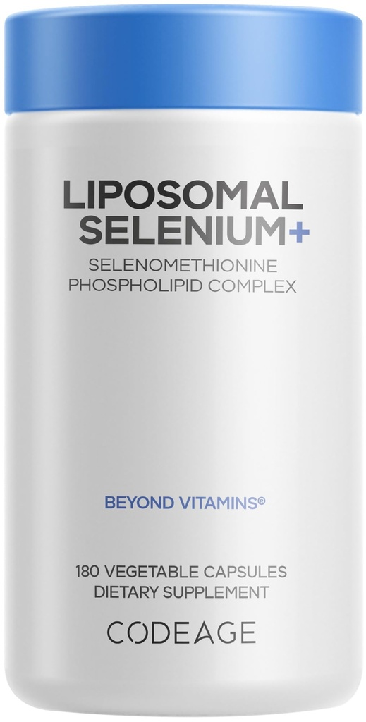 Codeage Selenium 200 mcg Supplement, 6- Month Suppply, Ammune Dukung, Mineral Cofactor Selenomethionine, Phospholipids, Vegan, Lipomal Delipomal, 180 Capsules