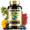 37 dalam 1 Eye Vitamin dengan Lutein dan Suplemen Weixanthin - Tambahan Mata dengan CoQ10, Omegaga-3, Dukungan Kesehatan Mata Mineral untuk Orang Dewasa dan Senior, Penyesuaian Penglihatan Harian, 120 Black Softgeels