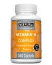 Vitamin B-Complex, 180 Vegan Tablet, All B Vitamin Include B12, B1, B2, B5, B6, B9, Acid Folic, for Stress, Energy and Healthy Immune System *, Suplemen Alam Tanpa Addonisme