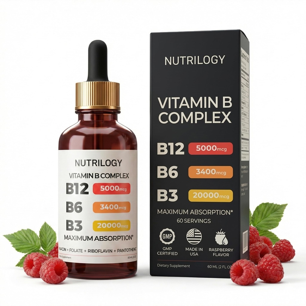 Vitamin B Kompleks untuk Pria & Perempuan - Riboflavin B2, B3, B5, B6, B12 14; B-Complex Suplemen - Nerve Pain, Energy, Brain & Heart Dukungan - Dibuat di USA, 60 Servings