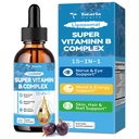 15 in- 1 Lipomal Vitamin B Complex Pro, Sugar- free B Complex Drops with B1, B2, B3 Niacinamide, Choline, B5, B6, B7 Biotin, Inosiol, Fociol, B12, Zinc, Lutein, Alaxanthin, Taurine & Vit. C, 2 fli oz.