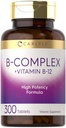 Carlyle B- Complex Vitamin dengan B12 124; 300 Tablet 12.4; Potensi Tinggi Formula 124; Vegetarian dan Supplemen Non- GMO