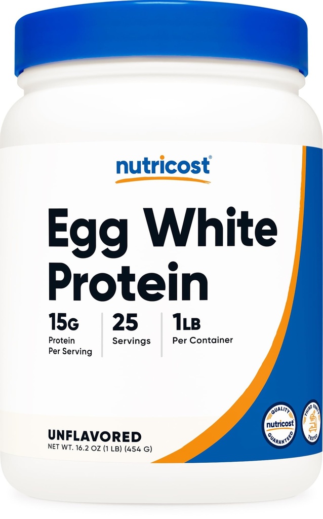 Nutricost Egg White Protein Powder 1lb (Tanpa Rasa) - Non- GMO, Gluten Bebas