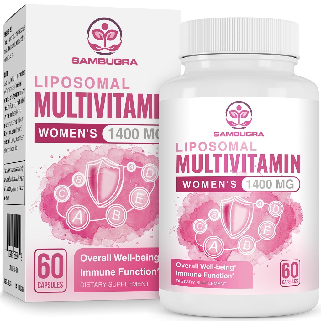 Lipomal Multivitamin for Women 1400MG - Women Daily Multi Vitamin Suplemen dengan Besi, Vitamin A, C, D, E dan B Kompleks for Immune Health, Rambut & Skin Dukungan untuk Katup Perempuan 18 + Vitamin
