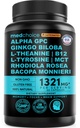 12-in-1 Nootropic Brain Suplemen dengan Caffeine Anhidlous: Ginkgo Biloba untuk Dukungan Otak, Memori dan Fokus - B12, Alpha GPC, L Theanine dan Choline Suplemen dengan Bioperin dengan 1321mg (60km)