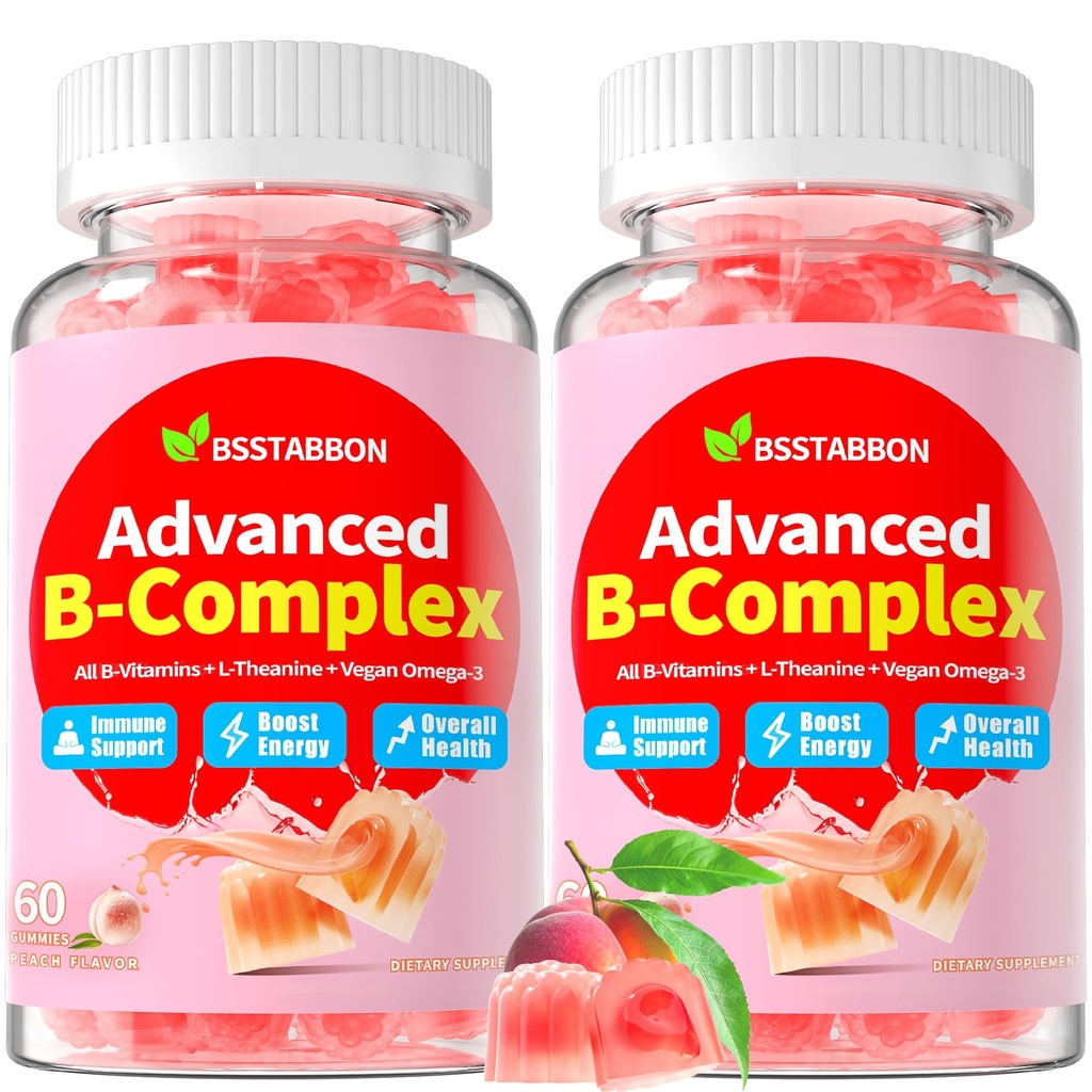 Metode Organik Vitamin B Gummies: Kompleks Alam dengan B1 B2 B5 B5 B6 B9 B12 ditambah D3 Magnesium Ashwaganda Omega3 - Dukungan Energi untuk Pekerja Dewasa (120Count)