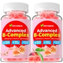 Metode Organik Vitamin B Gummies: Kompleks Alam dengan B1 B2 B5 B5 B6 B9 B12 ditambah D3 Magnesium Ashwaganda Omega3 - Dukungan Energi untuk Pekerja Dewasa (120Count)