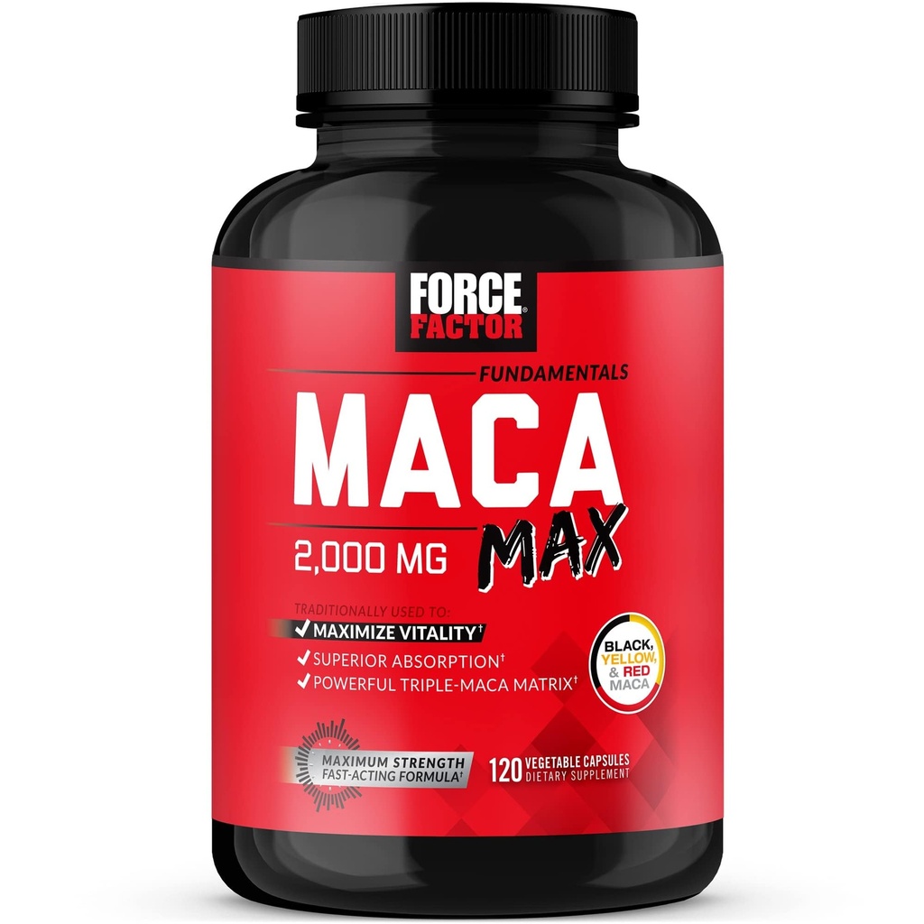 Paksa Factor Maca Max, Maca Root Kapsul untuk memaksimalkan Vitalitas & Performance, Dibuat dengan Black Maca, Maca Maca Powder, Maca Root Powder, 2000mg, 120 Capsules