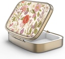 Pill Case Pill Box dengan Mirror Retro 2 Comment Kasus Kecil Pil Kecil untuk Purse atau Pocket Bronze Kotak Pill Rectangular atau Vitamin, Minyak Ikan, Suplemen, Pill Containe Travel Gift Caster Retro Red Flowers
