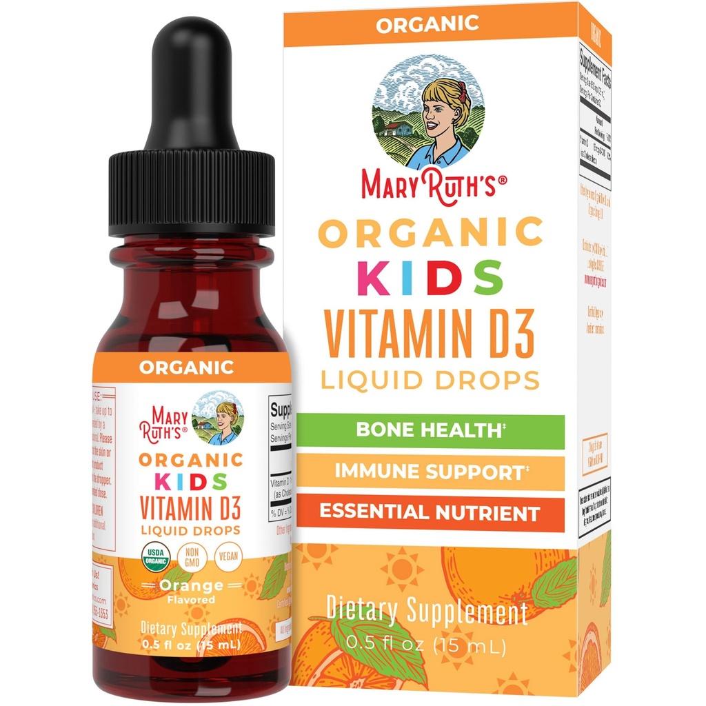 MaryRuth Organics USDA Organic Vitamin D3 Liquid Drops for Kids 124; 640 IU Vitamin D3 Per Serving 124; Kid Ammune Dukungan & Bone Health Suppplemen 124; Formulasi untuk Ages 4-13; 0.5oz 124; 30