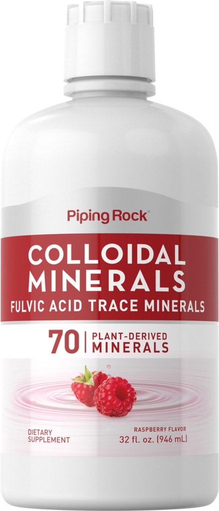 Piping Rock Colloidal Mineral Liquid 124; 32 fl oz 124; Fulvic Acid 124; 70 Plant Derived Trace Miner4; Raspberry Flavor 124; Vegetarian, Non-GMO, Gluten Free Supplemen