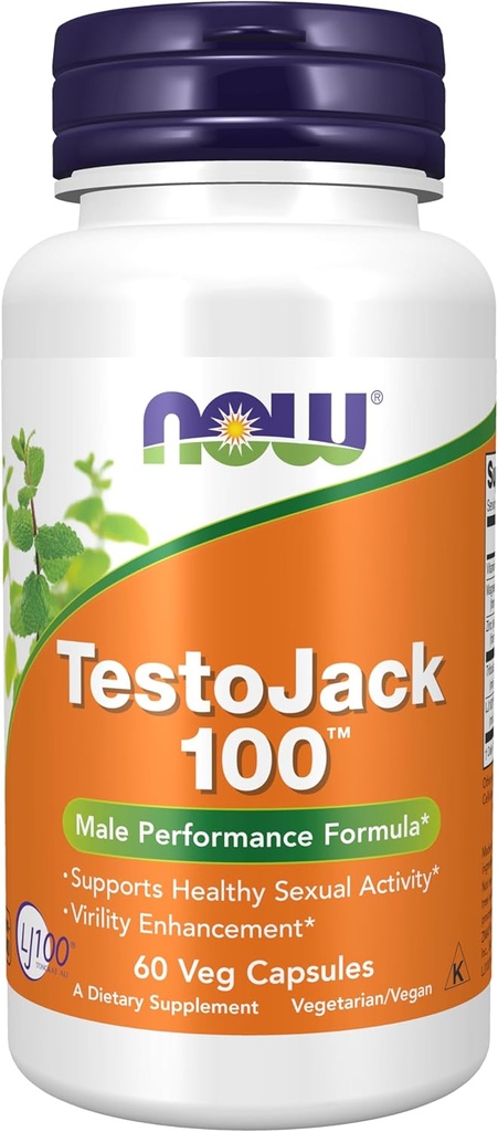 Sekarang Makanan Suplemen, TestoJack ™ 100 dengan LJ100 ®, ekstrak terstandardisasi dari Tongkat Ali (Eurycoma longgifolia), Tribulus dan ZMA ®, 60 Veg Capsules