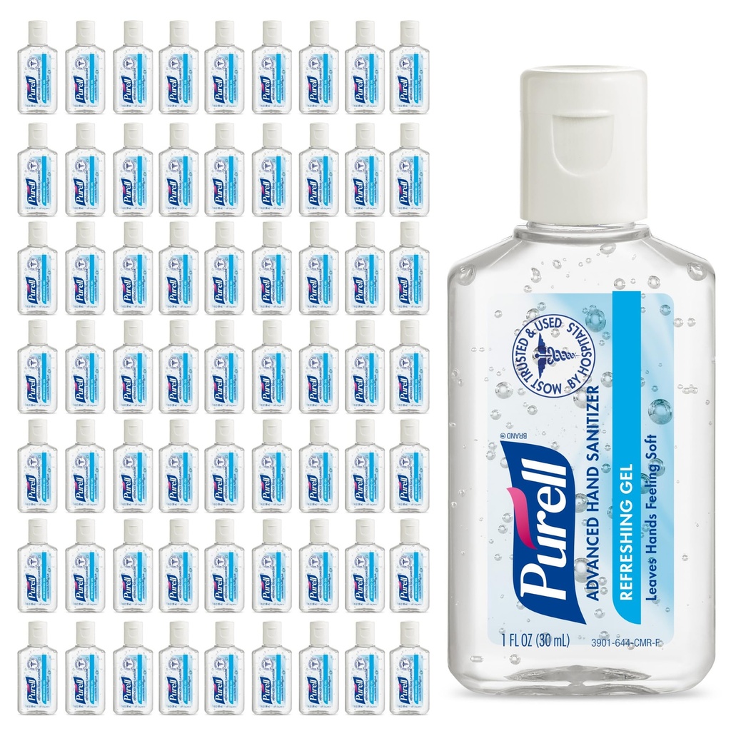 Purell Advanced Hand Sanitizer Refreshing Gel, Clean Scent, 1 fl oz Travel Size flip- Cap Bottle (Kemasan 72) - 3901- 72- CMR