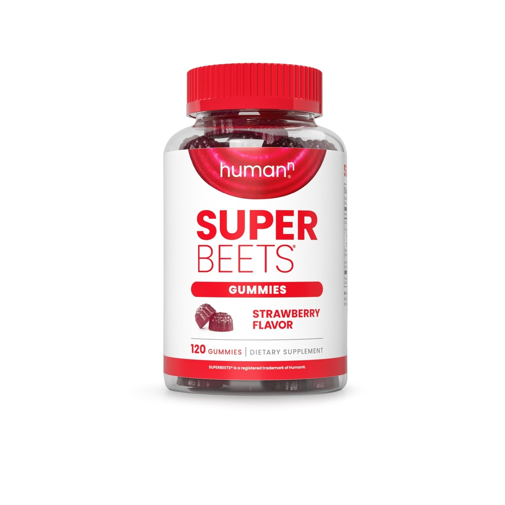 HumanN SuperBeet Strawberry Heart Gummies - Beetroot & Grape Extract, 120 Count