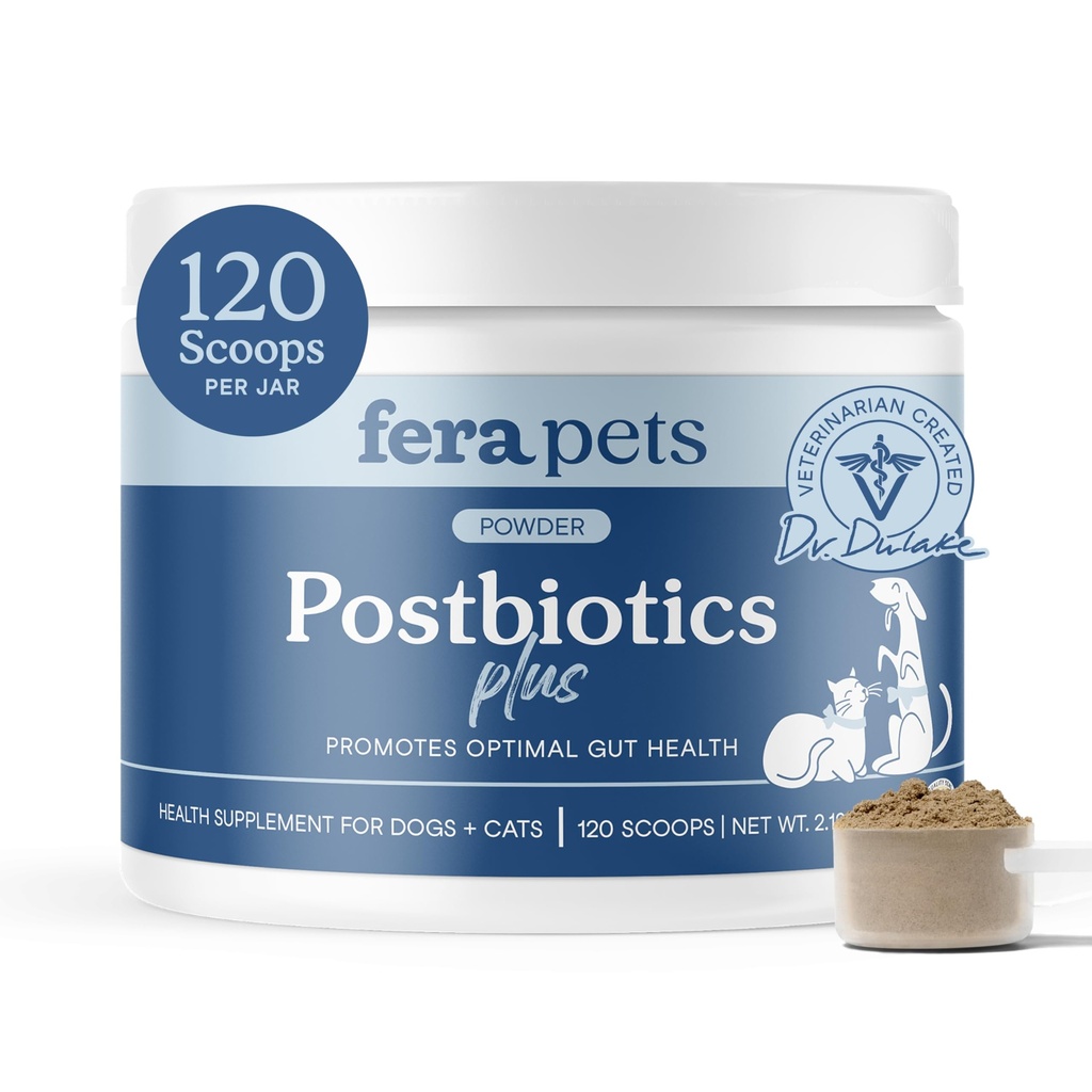 Fera Pets Postnocally Plus Preglance for Dogs & Cats - with Slippery Elm - Promotes Optimal Digetical Health & Inflammatory Response - Enhances Imunity - 120 Scoops