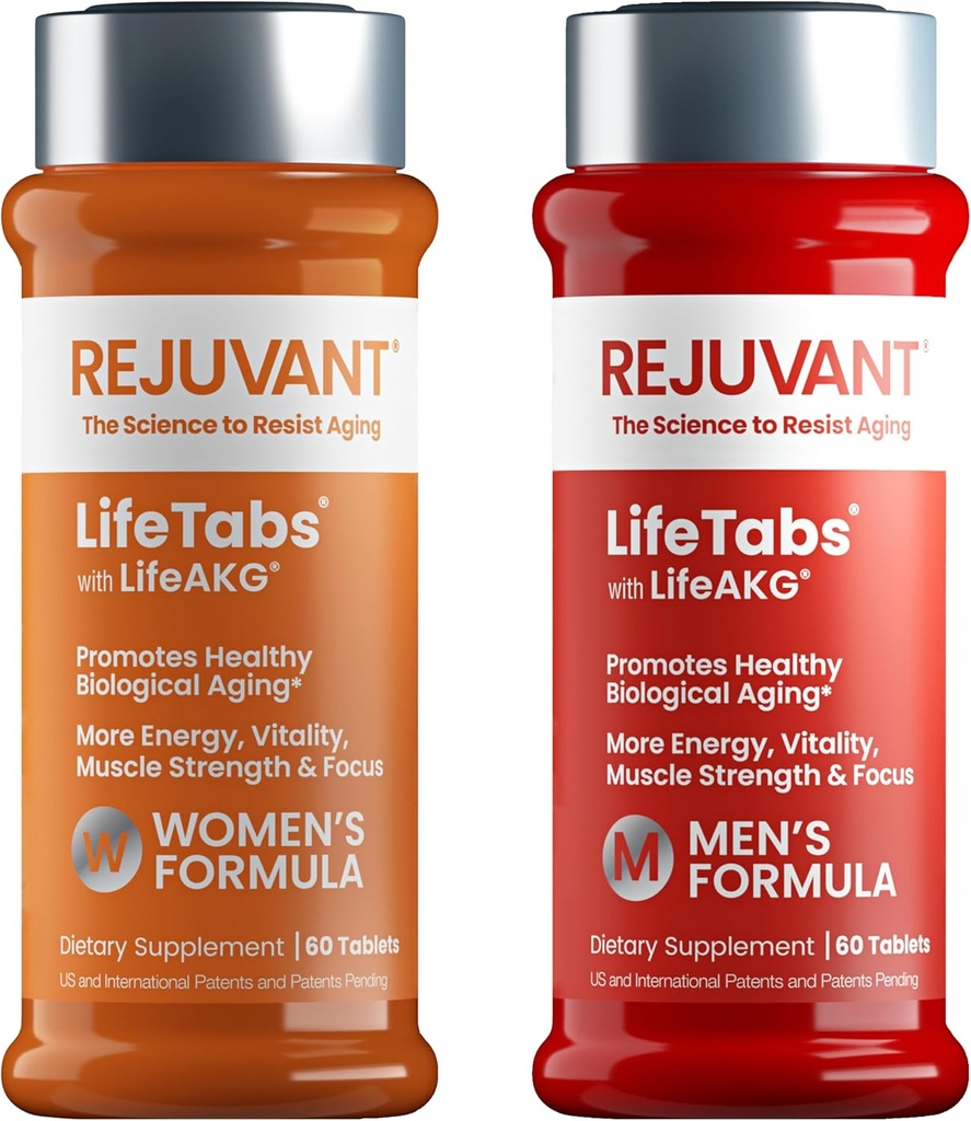 Suplemen & KG Umur Panjang Pria Rejuvant - 2 Pack (1 Perempuan + 1) 1000MG 98% Calcium Murni Alfabet - Ketoglutalat - Dipatenkan Replikasikan Formula untuk Perbaikan Sel & Vitalitas