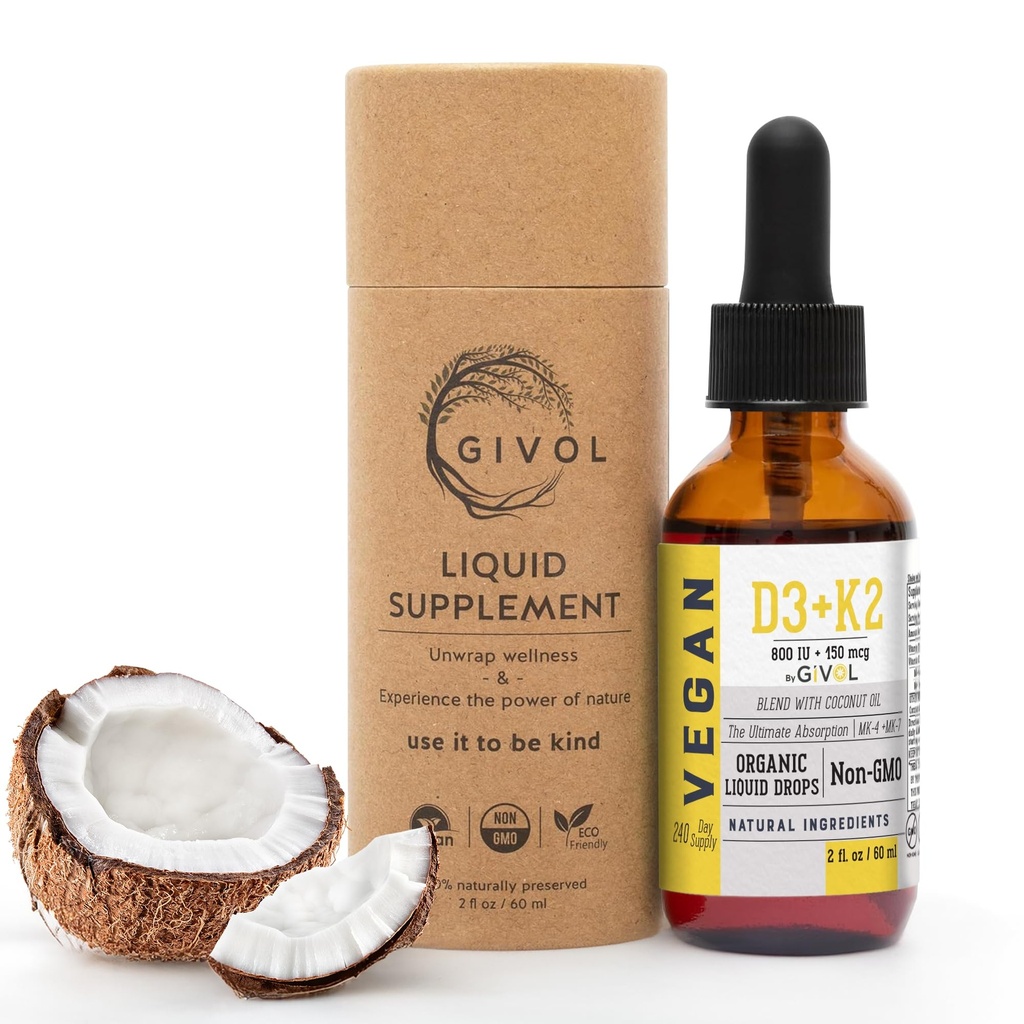 D3 + K2 Liquid Drops with MK-4 & MK -Non-GMO, Gluten-Free, Sugar- Free, Easy Absorpsi, Limid Spray for Kids & Dewasa - 2 Fl Oz / 60 ml, 240 Day Supply