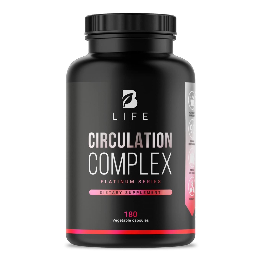 Butcher 's Broom, Horse Chestnut, L-Arginine dan Resveratrol, Circulation Complex 14; 180 Caps - 45 Days 124; Made di USA oleh B Life. (CirculationUSA)