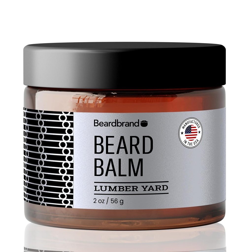 Beard Balm for Men - Utility Balm Travel Pack - Supports Thicker Beard, Lumber Yard Scent, Natural Ingreations Butter Reduces Dryness & Enhances Look - 2 oz