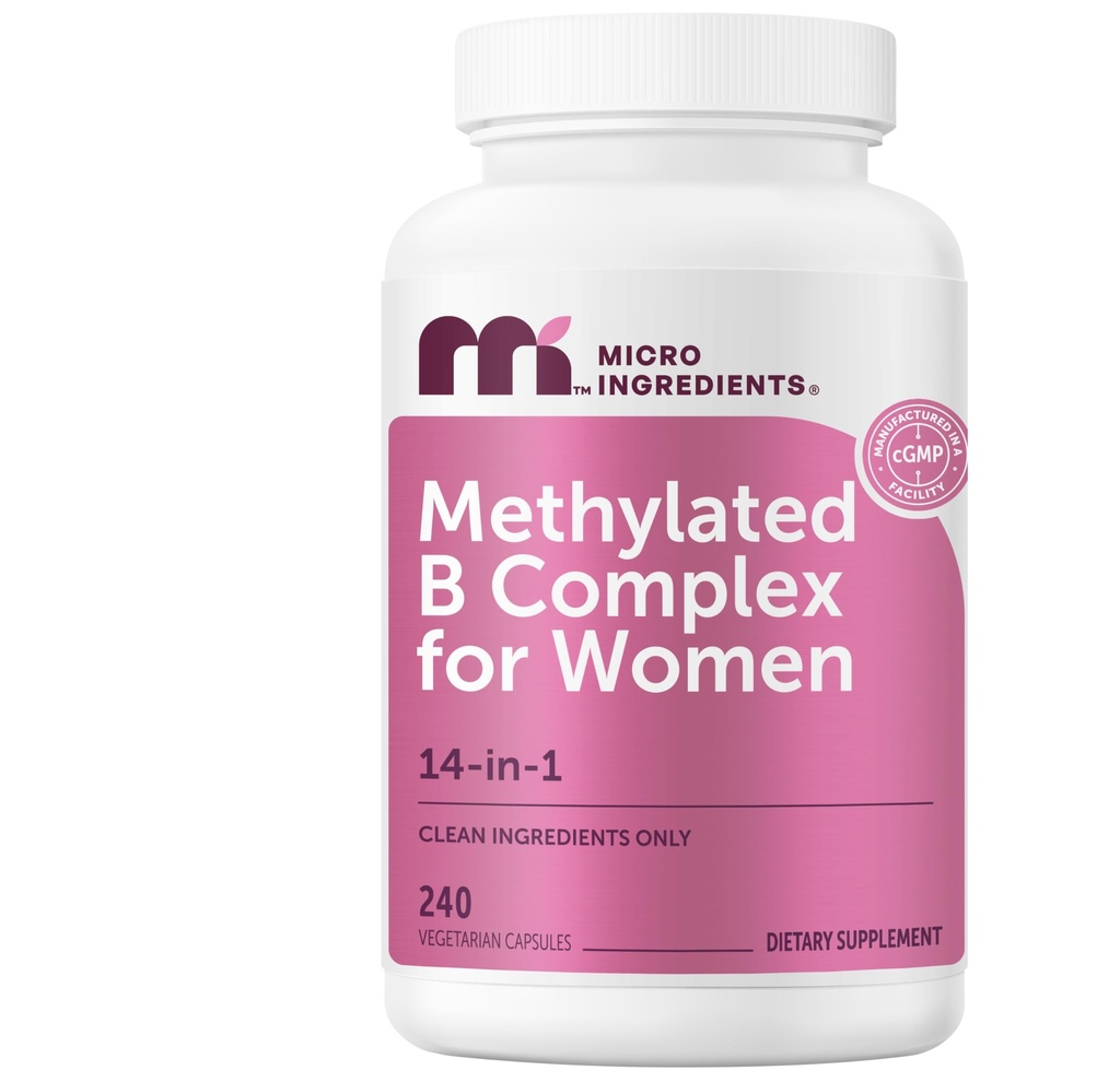 Mikro Ingrediasi Metode B Kompleks untuk Perempuan, 240 Vegetarian Capsules 124; Aktivasi B Vitamin dengan Methylfolat, Metil B12, DIM & Inosiol Kompleks 124--14- 1 Bioactive B Vitamin Formula