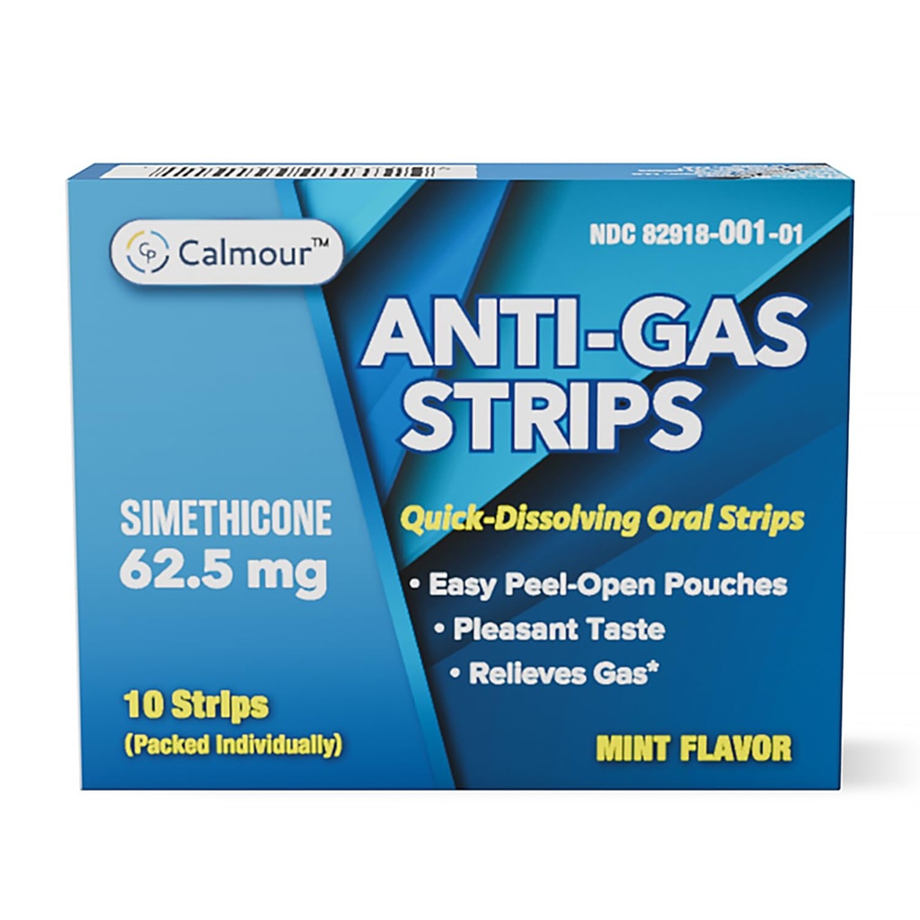 Anti Gas Relief 10 Strips 126; Mint Flavor Oral Dissolable Anti Bloating Relief Strips