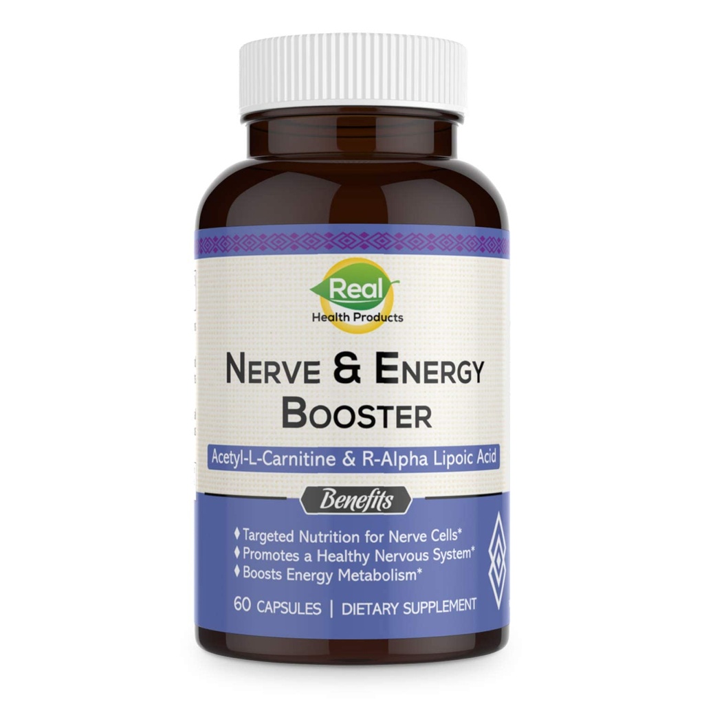 Suplemen ALA - R-Alpha Lipoic Acid 300mg & Acetyl L-carnitine 1000mg - Nerve & Energy Booster untuk Nerve, Kardiovascular, Cognitive Fungsi Antioksidant Dukungan, 60 Capsules, 30 Hari Tambahan