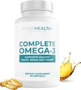 PUREHEALTH RESEARCH Lengkap Omega 3 Ikan Oil Softgels - Omegaga- 3 Acid Lemak Suplemen EPA DHA - Non-GMO- 90 Soft Gels