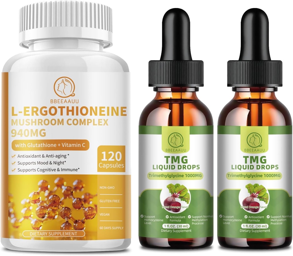 L- Ergothioneine Mushroom Complex Capsules & TMG (Trimethylglycine) Liquid Drops