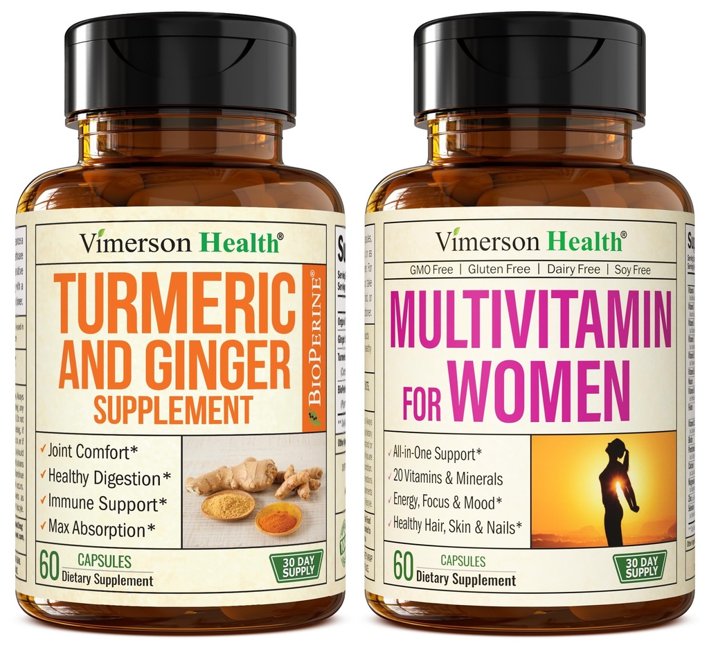 Suplemen Turmeric dan Ginger Root Joint Supplemen & Lengkap Multivitamin untuk Perempuan