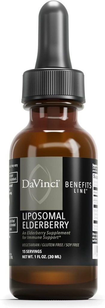 DAVINCI Labs Lipomal Elderberry - Imune Suplemen Dukungan untuk Lung Sehat, Tenggorokan dan Sinus * - dengan ElderCraft Eropa Black Elderberry Ekstrak - Gluten- Free - Vegetarian - 30 ml, 15 Servis