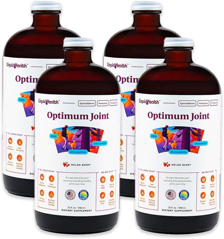 Liquid Multivitamin, Chondroitin, MSM, Hyaluronic Acid - Memperbesar Mobility, Comfort Gabungan, untuk Runners & Athletes - Made in USA, Vegan (4 Pack)
