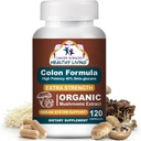 Ilmu Kanker Colon Wellness Supplement, USDA Certified Organic Mushroom Extra 1.500 mg, High Potency 40% Beta- Glans, Imune, Gut & Digetical, Colon Cleanse & Detox, 120 Caps